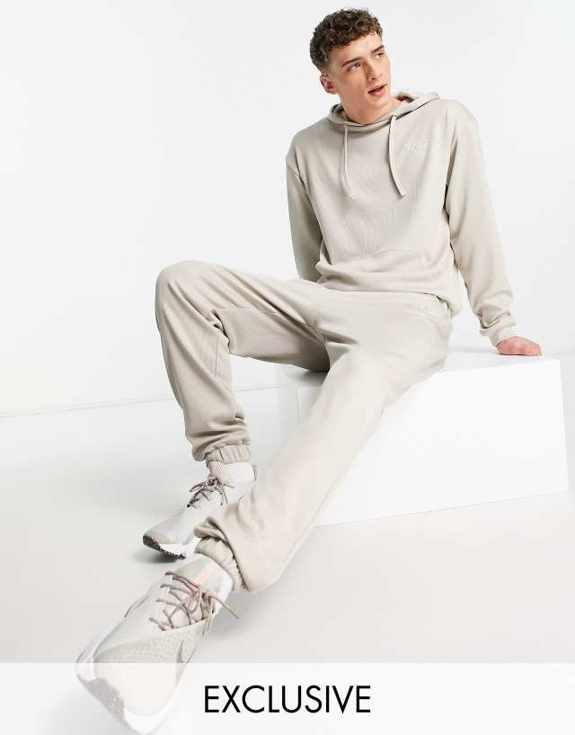 VAI21 ribbed sweatpants with pockets in ecru - part of a set