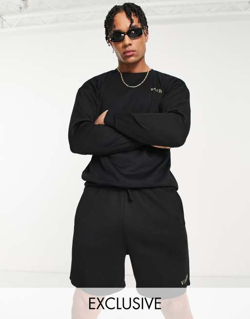 VAI21 - Ribstrikket sort sweatshirt - Del af sæt