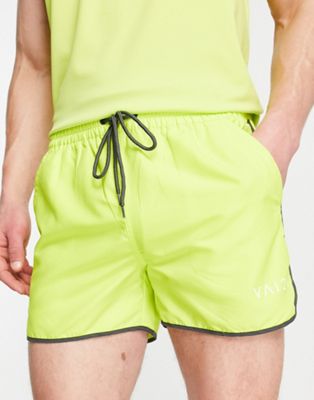 VAI21 runner swim shorts with bound edge in lime green - ASOS Price Checker