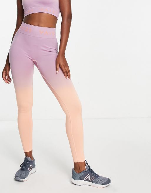VAI21 seamless dip dye leggings in orange and lilac (part of a set)