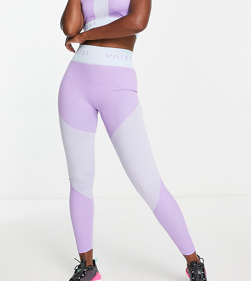 seamless two tone leggings in pastel blue and lilac - part of a set-Multi
