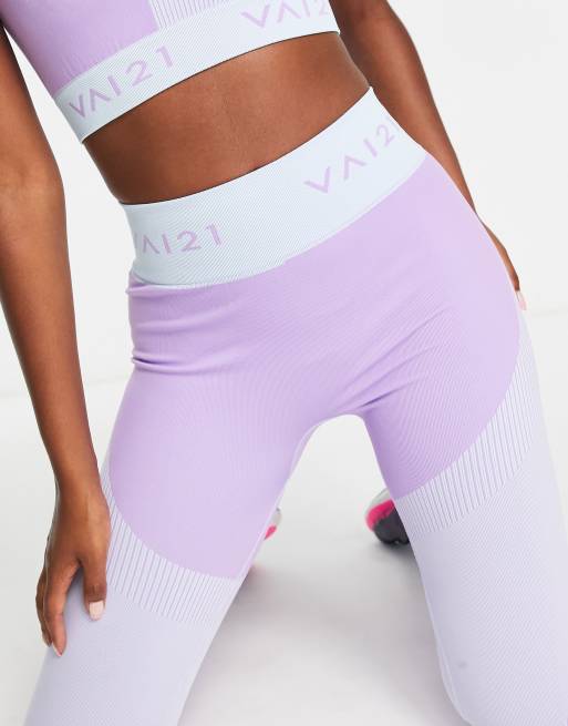 VAI21 seamless two tone leggings in pastel blue and lilac - part of a set