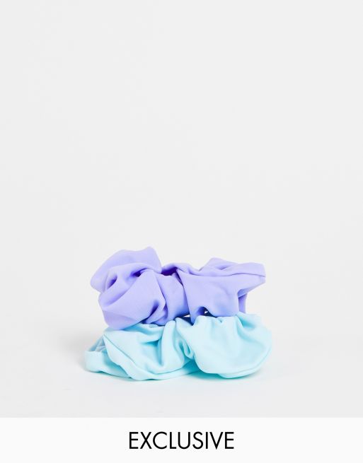 VAI21 - Set van 2 scrunchies in pastelblauw en lila