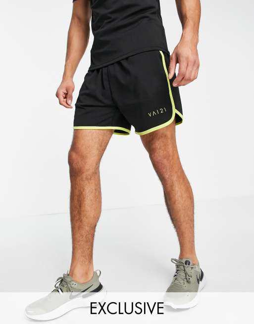 VAI21 shorts co-ord in black with contrast binding in yellow