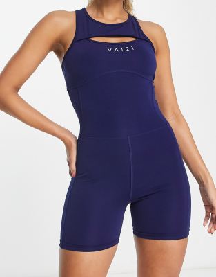 Vai21 Sleeveless Cut Out Bodysuit In Navy