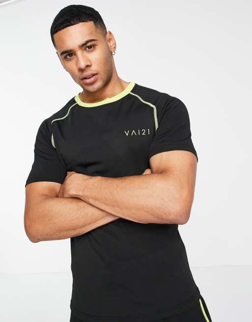 VAI21 – Sport-Muskelshirt in Schwarz mit Kontrastnähten, Kombiteil, 3 von 4