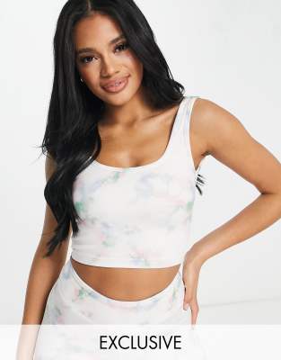 Vai21 Square Neck Crop Top In Tie Dye - Part Of A Set-multi