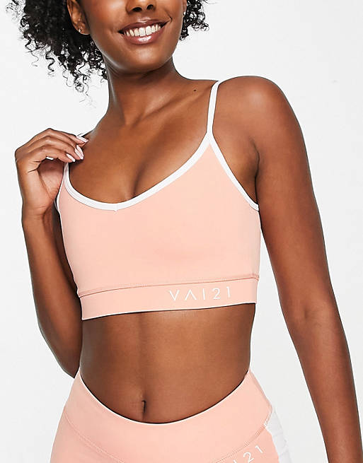 VAI21 taped strappy soft support bra top in orange (part of a set)