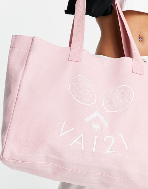 VAI21 tennis ribbed jersey tote bag in pink