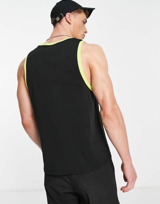 VAI21 track vest co-ord in black with yellow binding, 3 of 4