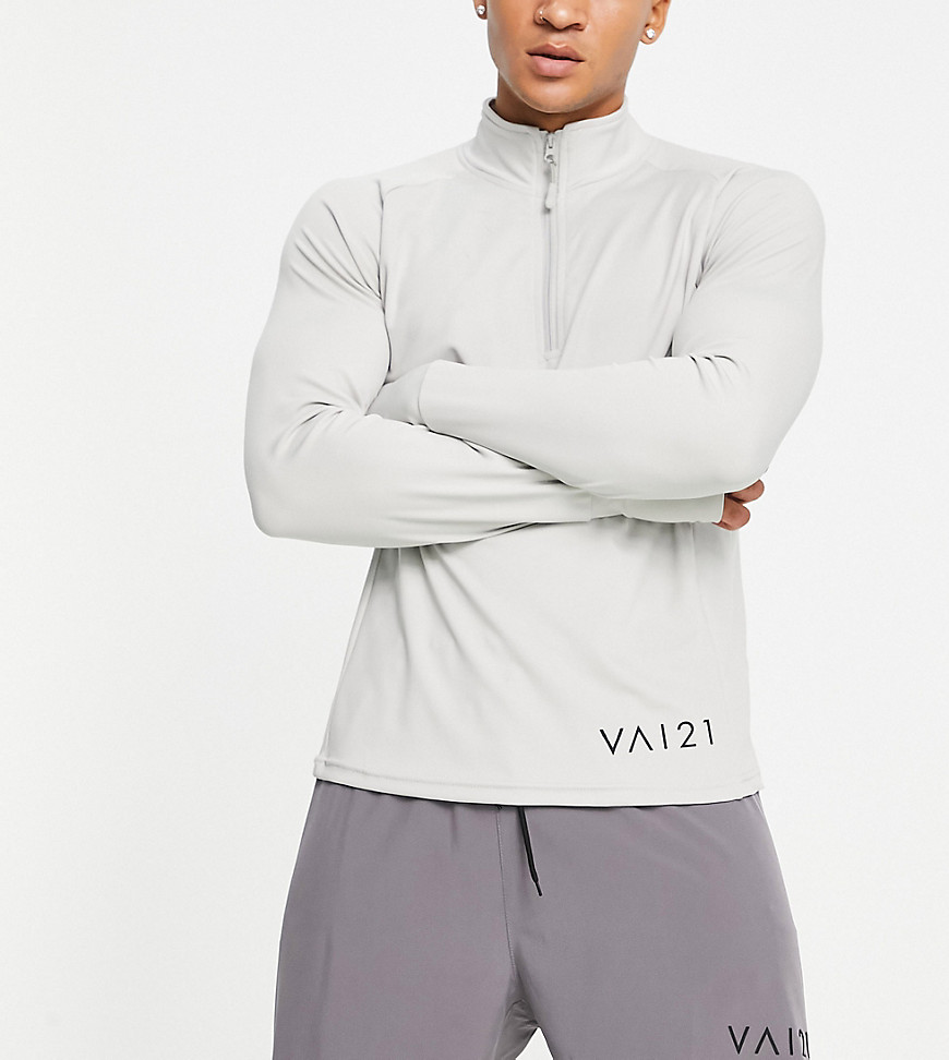 VAI21 training zip long sleeve top in light grey