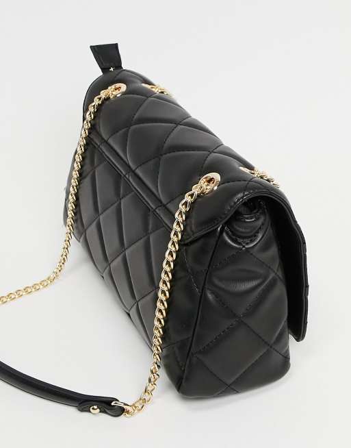 Valentino Ada quilted embossed cross body bag with chain strap in black