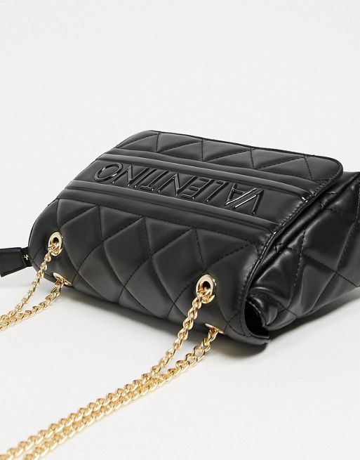 Valentino Ada quilted embossed cross body bag with chain strap in black