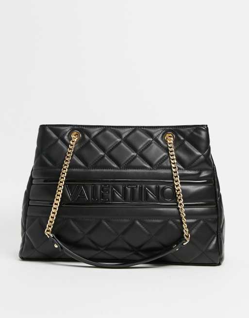 Valentino Ada quilted embossed tote bag with chain strap in black