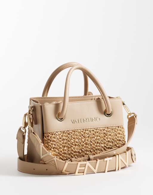 Valentino - Alexia - Borsa estiva in rafia color crema con manico e tracolla
