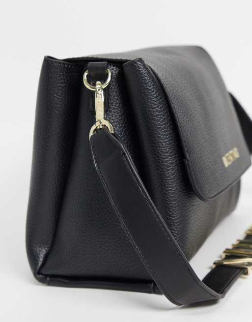 Valentino Alexia metal logo strap cross body bag in black, 3 of 4