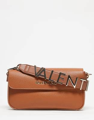 Valentino - Alexia - Schultertasche in Braun mit Umschlagklappe und Umhängeriemen-Brown