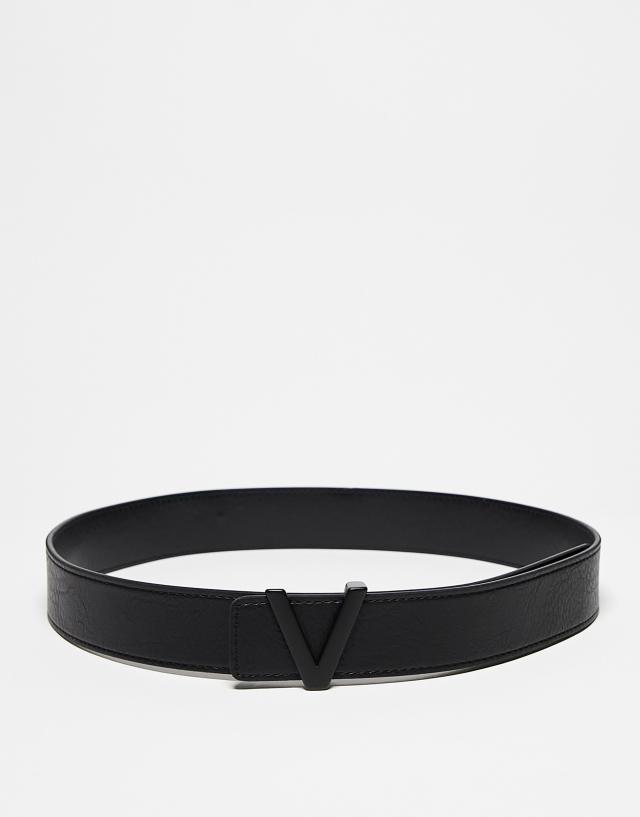 Valentino Bags - Valentino Amaretto belt in black with tonal V logo