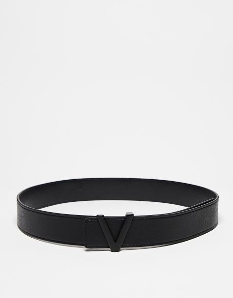 Valentino - Amaretto - Ceinture avec logo en V ton sur ton - Noir - view 1