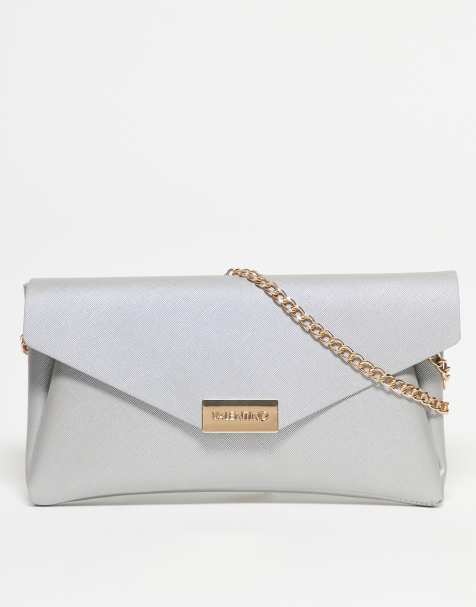 Valentino arpie envelope clutch bag with chain strap in silver - view 1