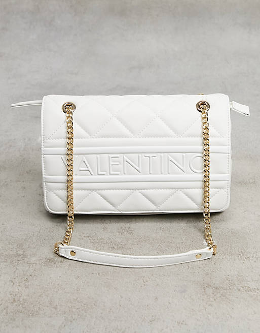 Valentino Bags Ada quilted embossed cross body bag with chain strap in white