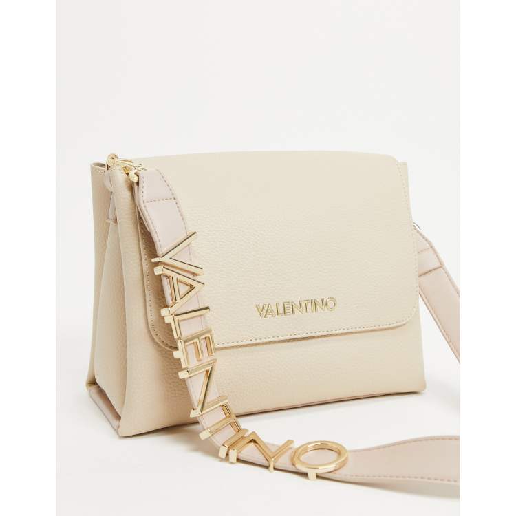 Valentino Bags Alexia metal logo strap cross body bag in white