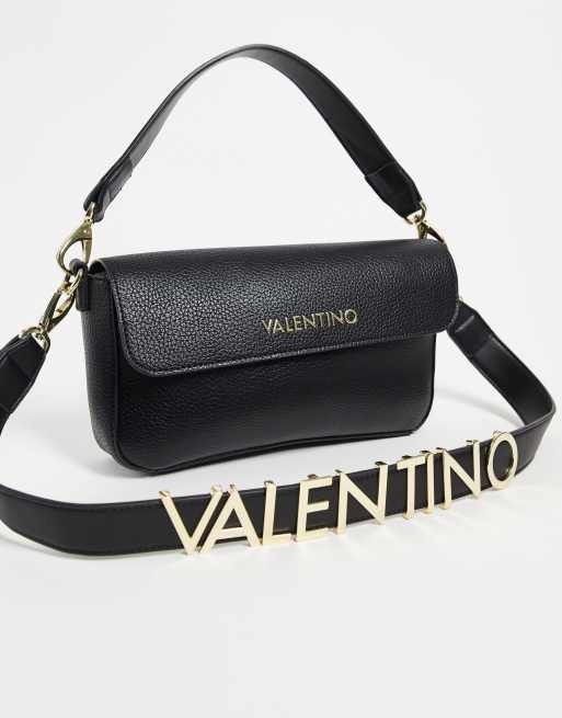 Valentino Bags Alexia shoulder bag with gold lettering in black | ASOS