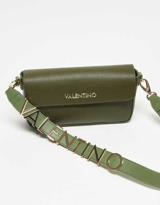 Valentino Bags Alexia shoulder bag with gold lettering in khaki green | ASOS