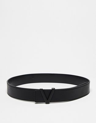 Valentino Amaretto belt in black with tonal V logo