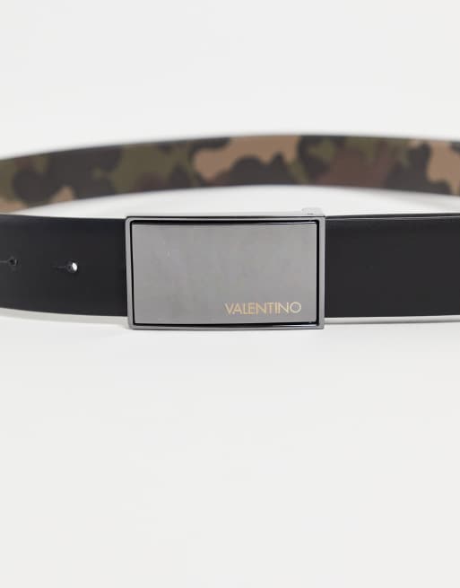 Valentino Bags Archery 2 buckle leather belt gift set in camo ASOS