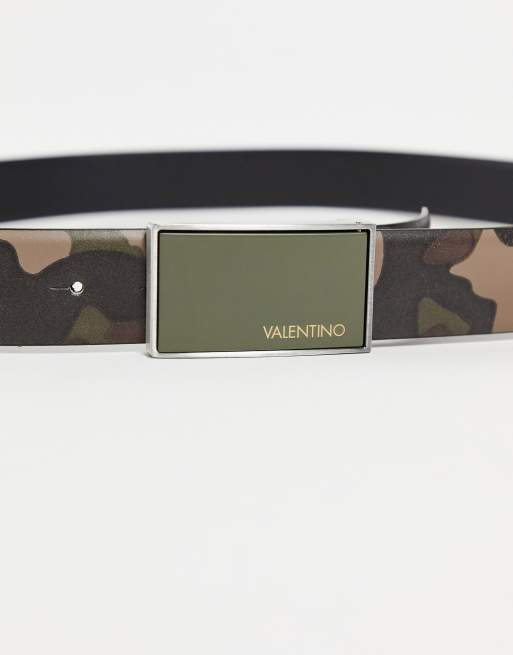 Valentino Bags Archery 2 buckle leather belt gift set in camo