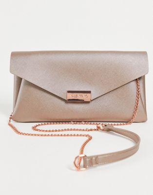 Valentino Bags Arpie foldover clutch bag with chain handle in rose gold