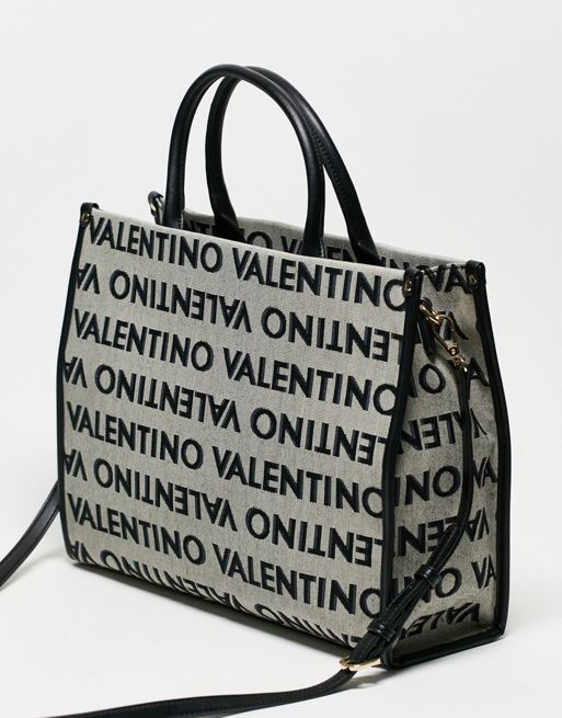 Valentino Bags August Small Tote Bag Polyester Beige/Black - Boros