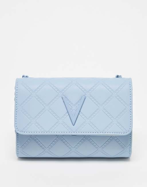 Valentino Bags – Blush – Bladoniebieska pikowana torebka crossbody z klapą 