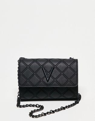 Valentino Bags Blush quilted crossbody foldover bag in black