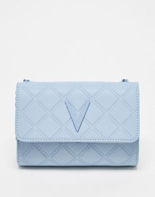 Valentino Bags Blush quilted crossbody foldover bag in pale blue