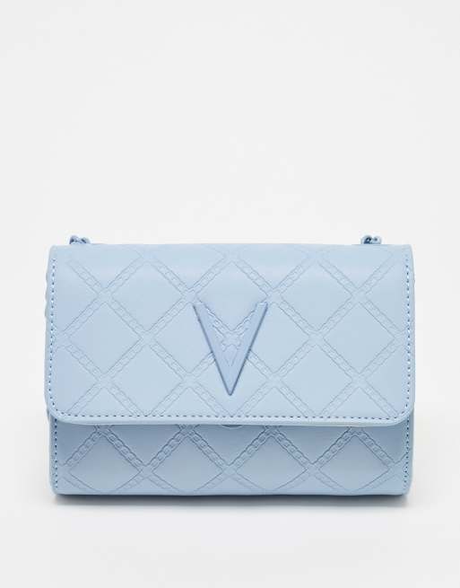 Valentino Bags Blush quilted crossbody foldover bag in pale blue