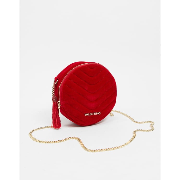 Valentino Bags Carillon circle quilted cross body bag in red velvet