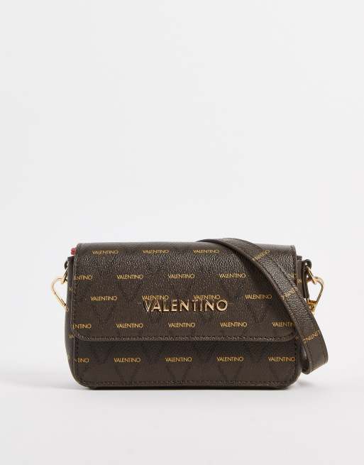 Valentino Bags – Champagne – Brun axelremsväska med monogram