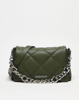 Valentino Bags cold foldover quilted bag with chain strap in khaki