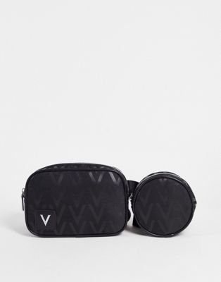 Valentino Bags Contrau all over logo flight bag with coin pouch in black