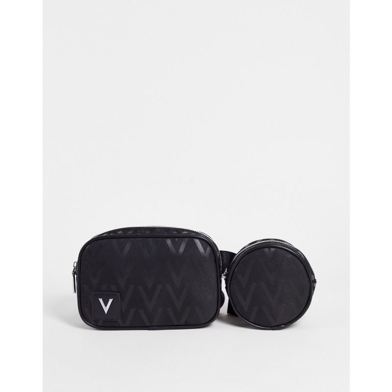luQCD Novità: Accessori Valentino Bags - Contrau - Borsello nero con logo ripetuto e taschino portamonete