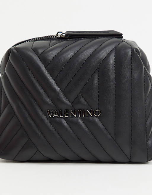 Women Valentino Bags criss cross quilted cross body bag in black with chain strap 