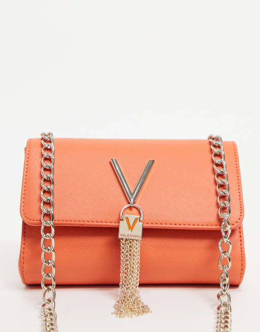 Valentino by Mario Valentino red foldover tassel detail cross body bag, ASOS