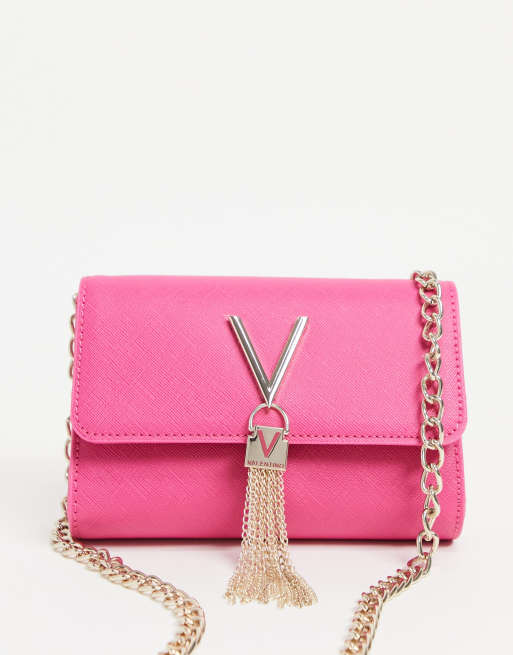Valentino Bags - Divina - Borsa a tracolla con patta e dettaglio con nappa rossa