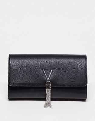 Valentino Bags Divina clutch bag with cross body chain strap in black