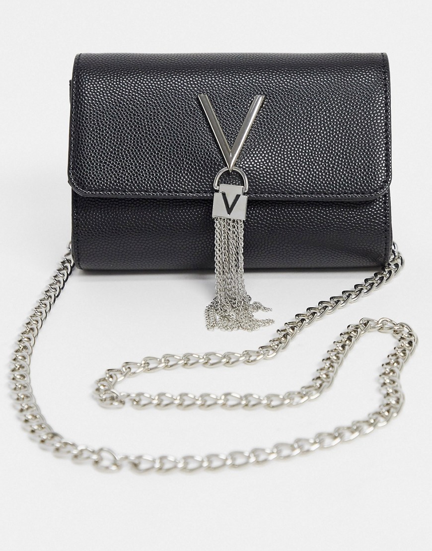 Valentino Bags - Divina - Crossbody tas met overgevouwen flap en kwastje in zwart