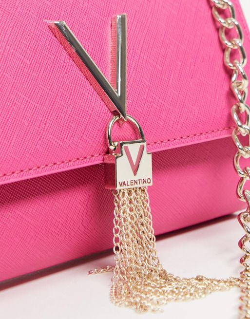 Valentino Bags Divina foldover tassel detail cross body bag in pink