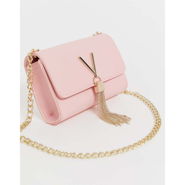 Valentino Bags Divina foldover tassel detail cross body bag in pink