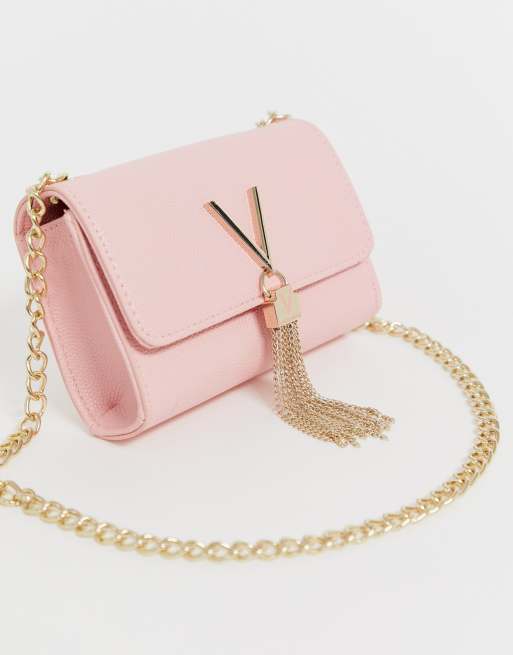 Valentino Bags Divina foldover tassel detail cross body bag in pink